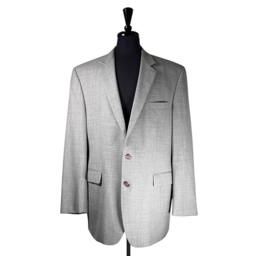 Lauren Ralph Lauren Blazer Mens 46L Gray Wool 2 Button Suit Jacket Lined